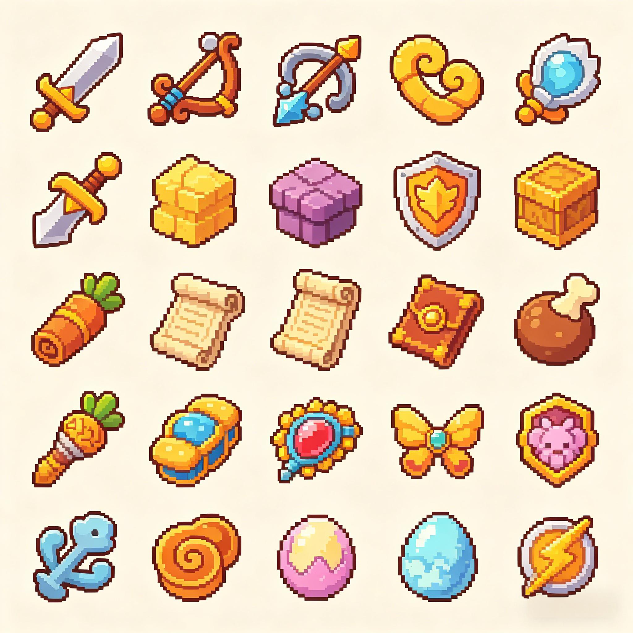 Q 版像素风休闲冒险 RPG 道具图标套装